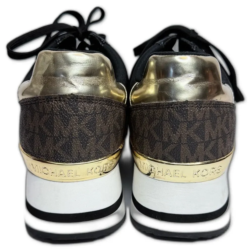 Michael Kors Monique Knit Trainer Running Sneakers Black/Brown Women's Size 7.5M